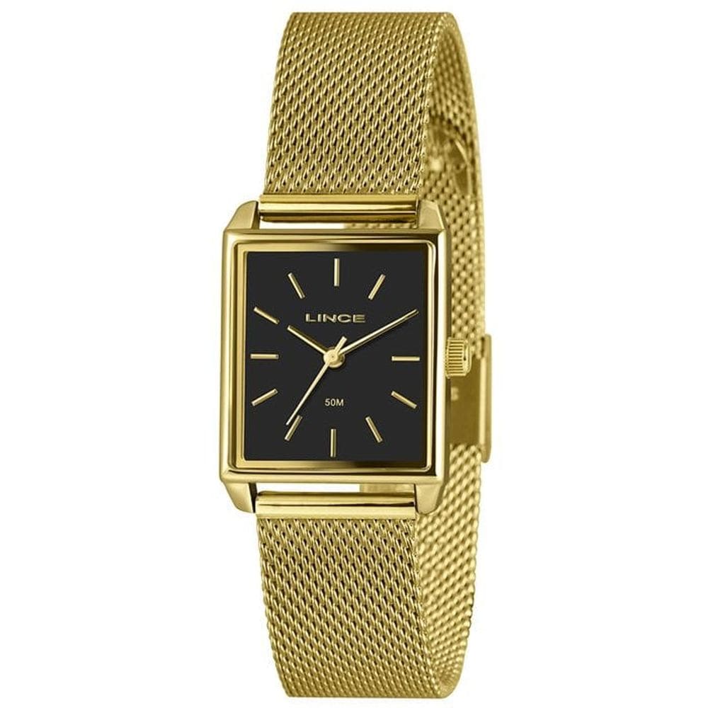 Relógio LINCE feminino analógico dourado preto LQG4766L25 P1KX