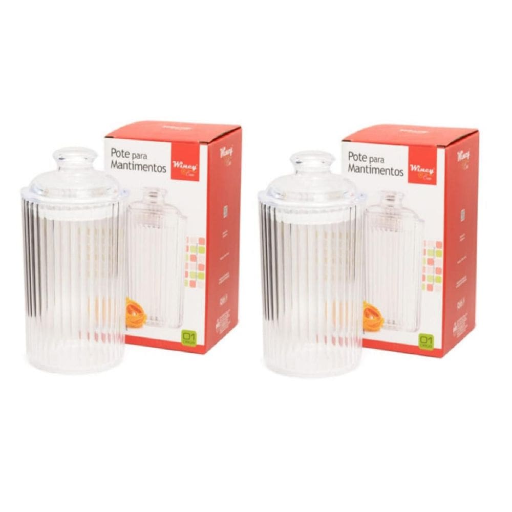 Kit 2 Pote Mantimentos Condimento 900ml Acrílico Hermético