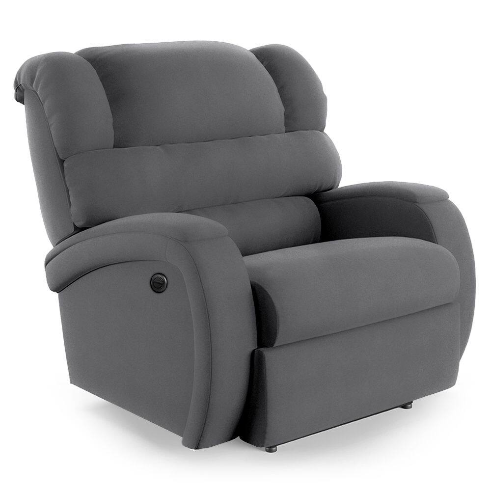 Poltrona do Papai Reclinável Napoli Power Elétrica Massagem Veludo Cinza FH1 - D`Rossi