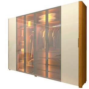 Guarda Roupa Casal 6 Portas 4 Reflecta Com LED Innova Naturale Off White - Gelius Móveis