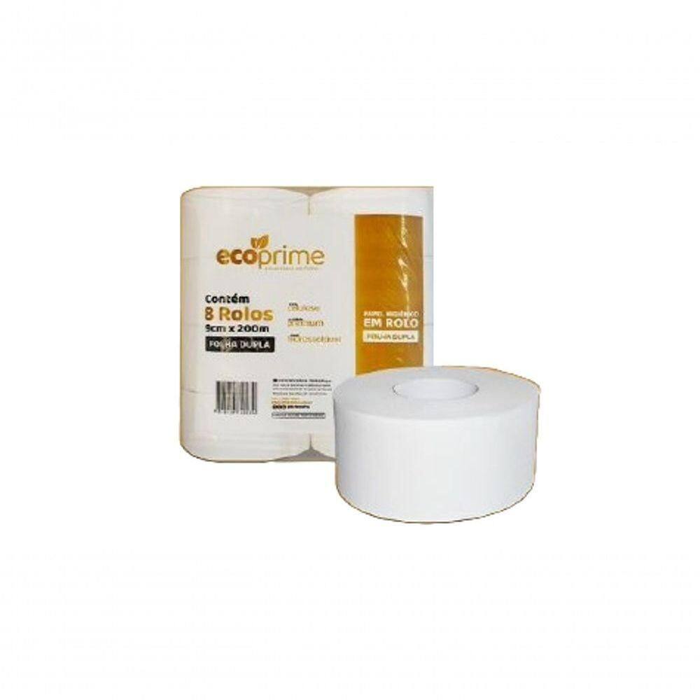 Papel Higiênico Rolão 100% Celulose F.dupla 9x200 Ecoprime C/8