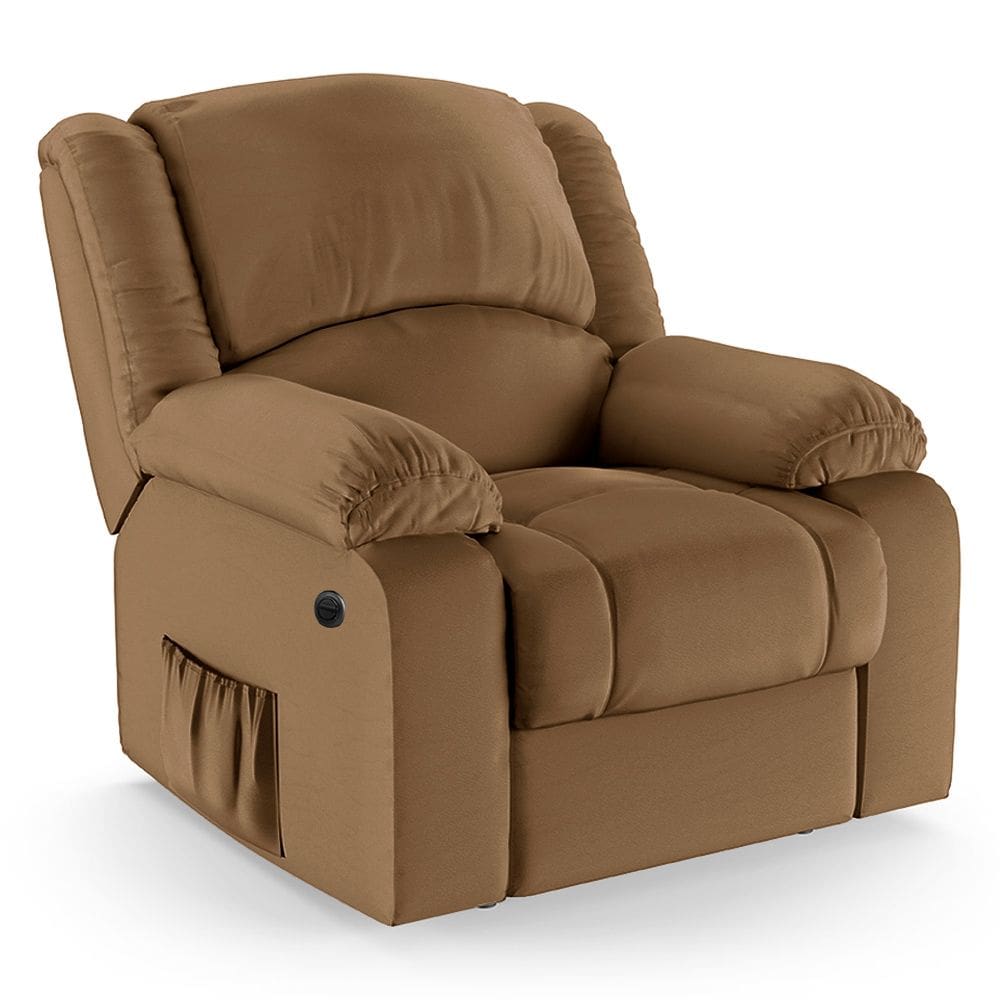 Poltrona do Papai Reclinável Melim Elétrica LED Massagem PU Caramelo FH1 - D`Rossi