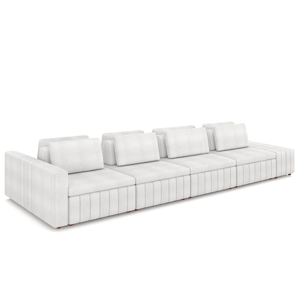 Sofá Ilha Living com Puff 465cm Siesta M22 Bouclê Branco - Mpozenato
