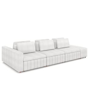 Sofá Ilha Living com Puff 365cm Siesta M22 Bouclê Branco - Mpozenato
