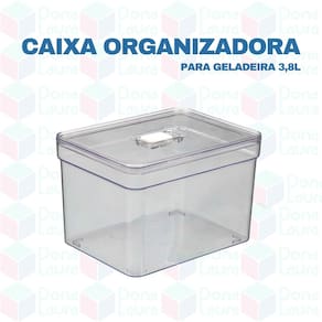 Conj 2 Organizadores Acrílico Geladeira com Tampa Alto 3,8L