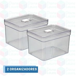 2 Un Organizadores Geladeira Alto Retangular Tampa Acrílico