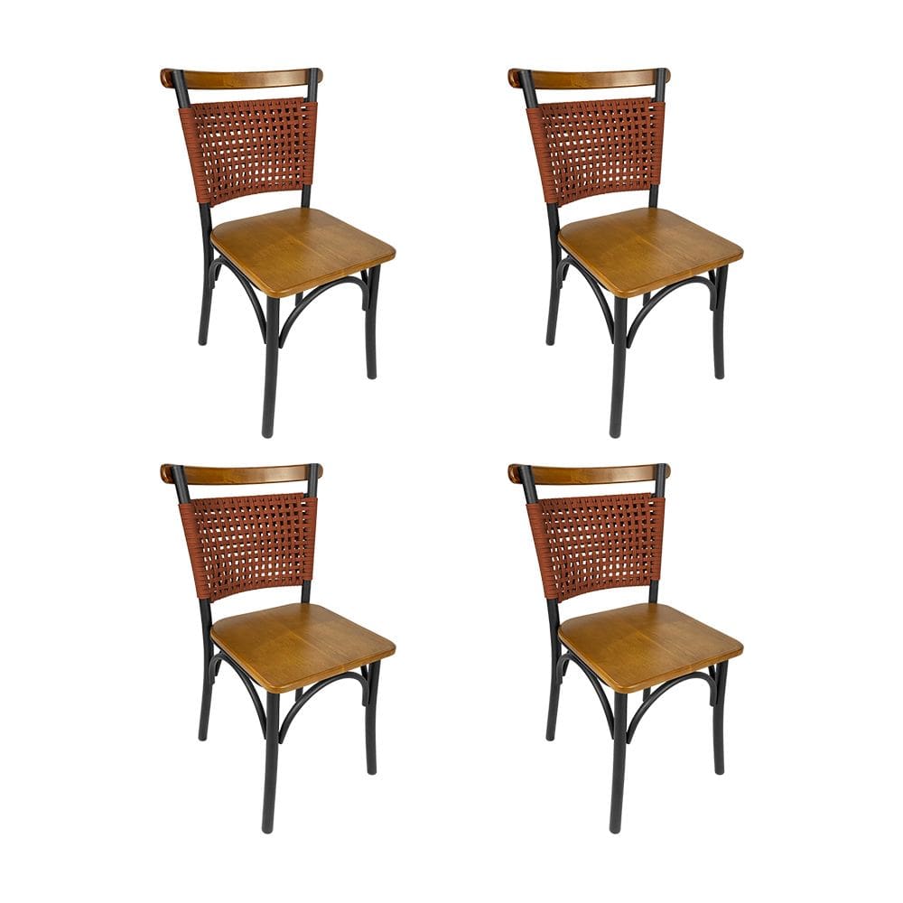 Kit 4 Cadeiras Milano Alumínio Corda Náutica Terracota