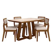 Conjunto Mesa Lins 4 Cadeiras Sextavada Freijó/off/bouclé Off -  M.a