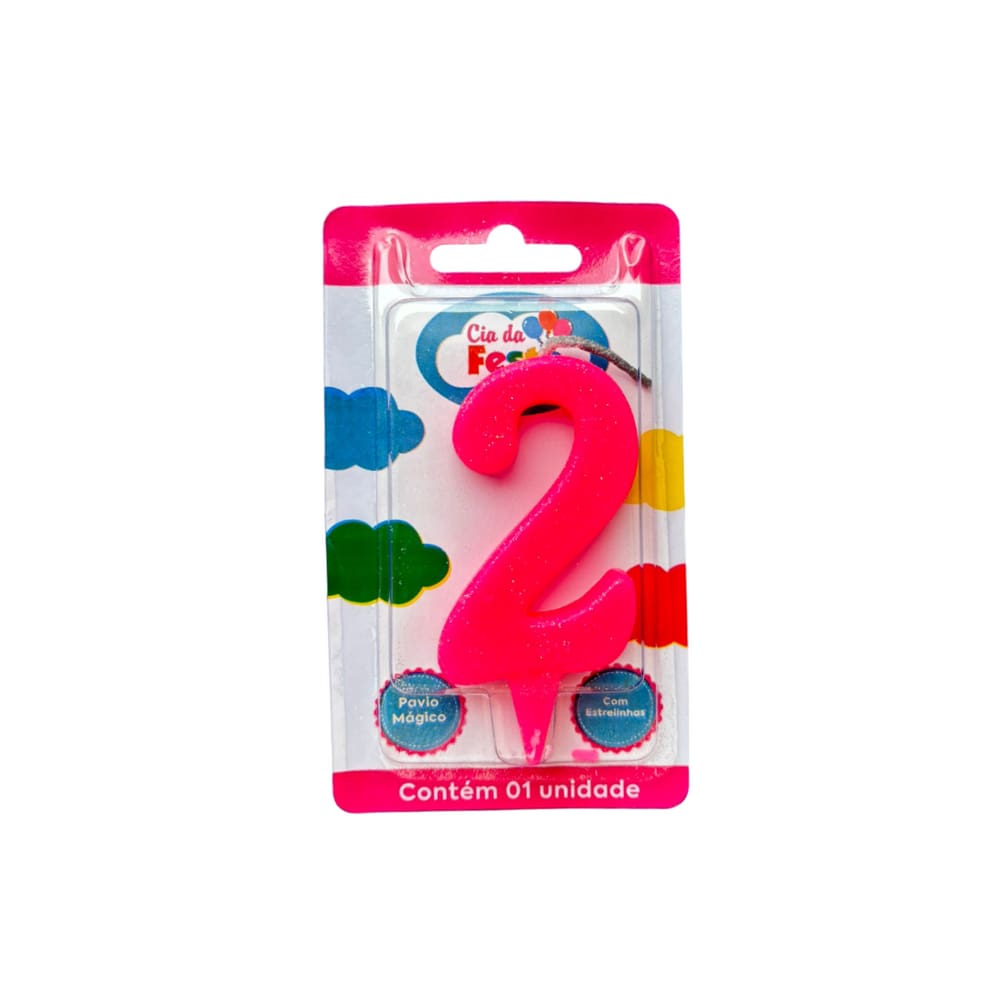 Vela Premium Rosa N 2 Cia Da Festa