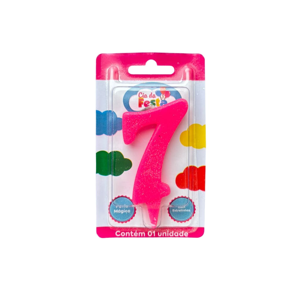 Vela Premium Rosa N 7 Cia Da Festa