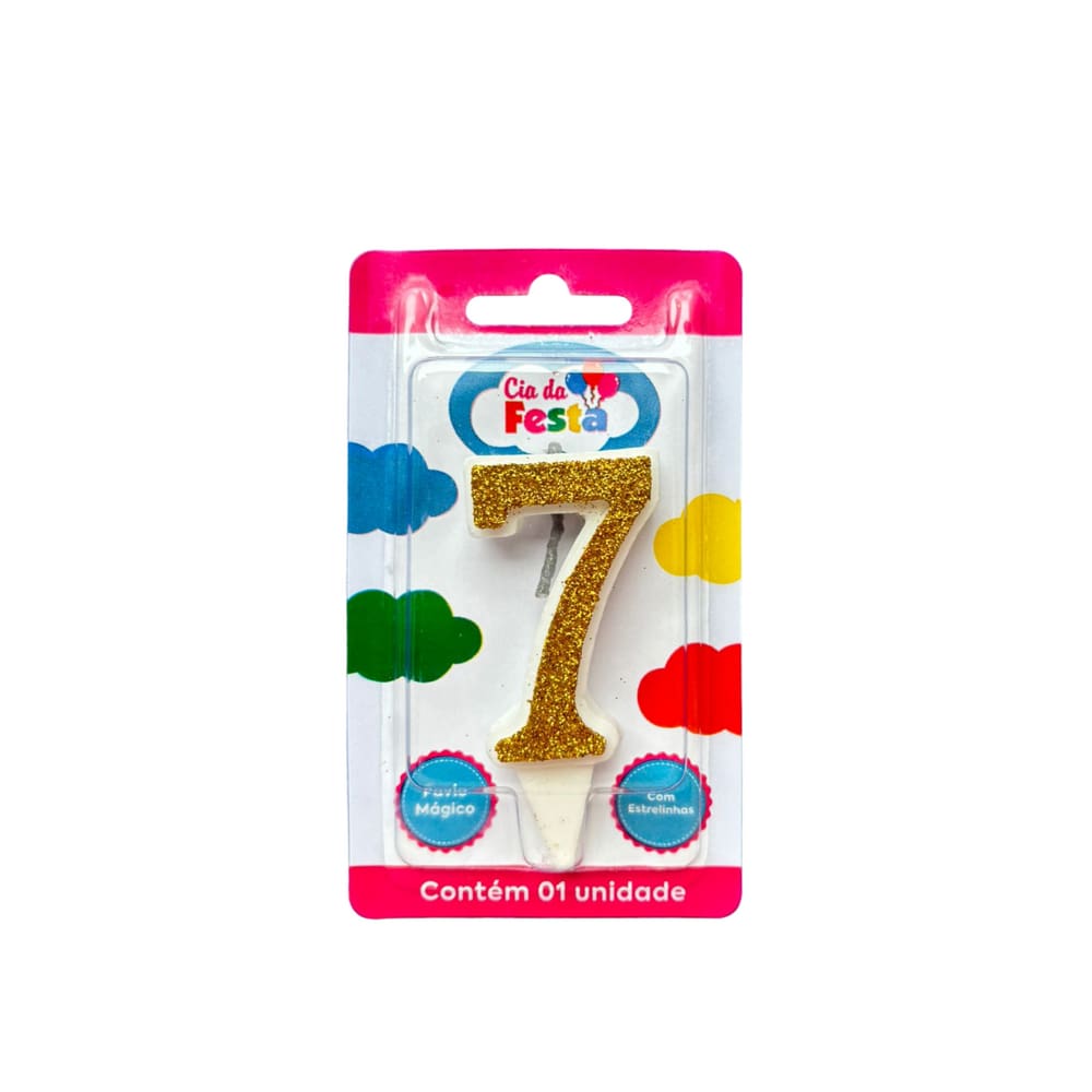 Vela Estilosa Ouro N 7 Cia Da Festa