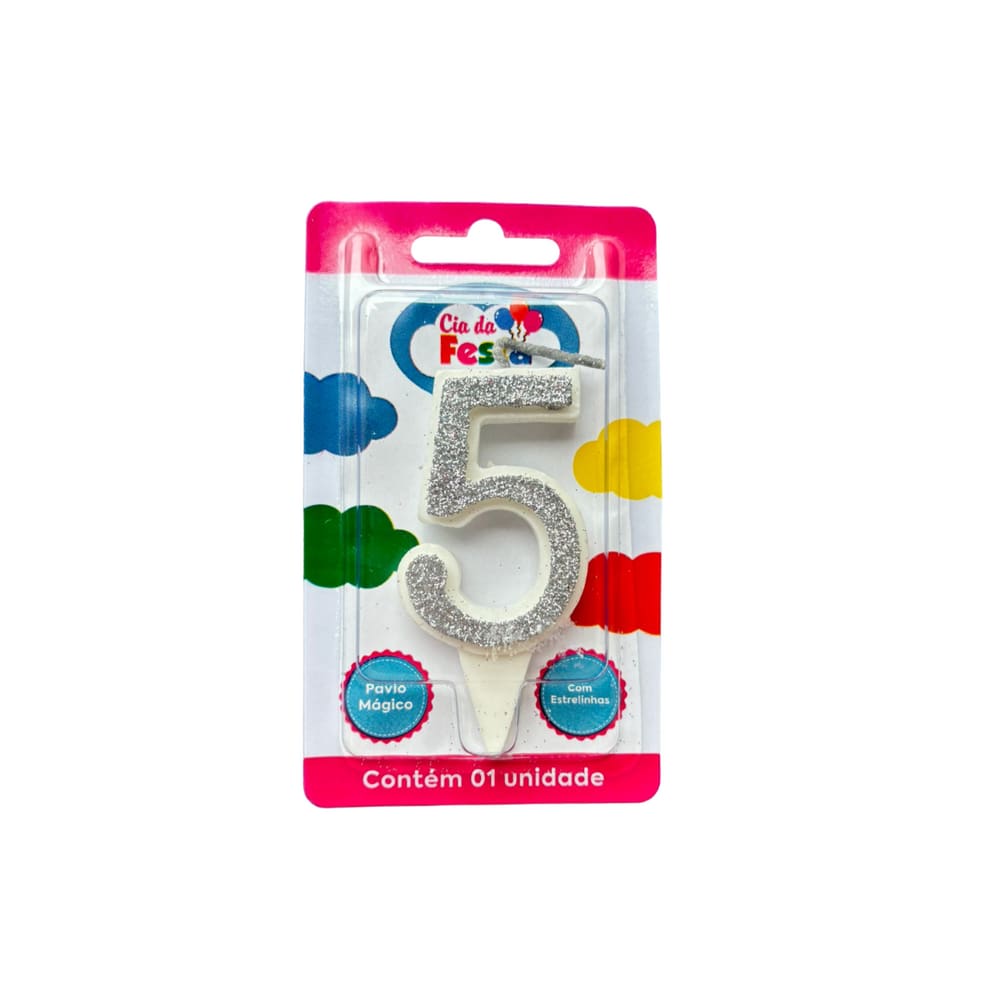 Vela Estilosa Prata N 5 Cia Da Festa