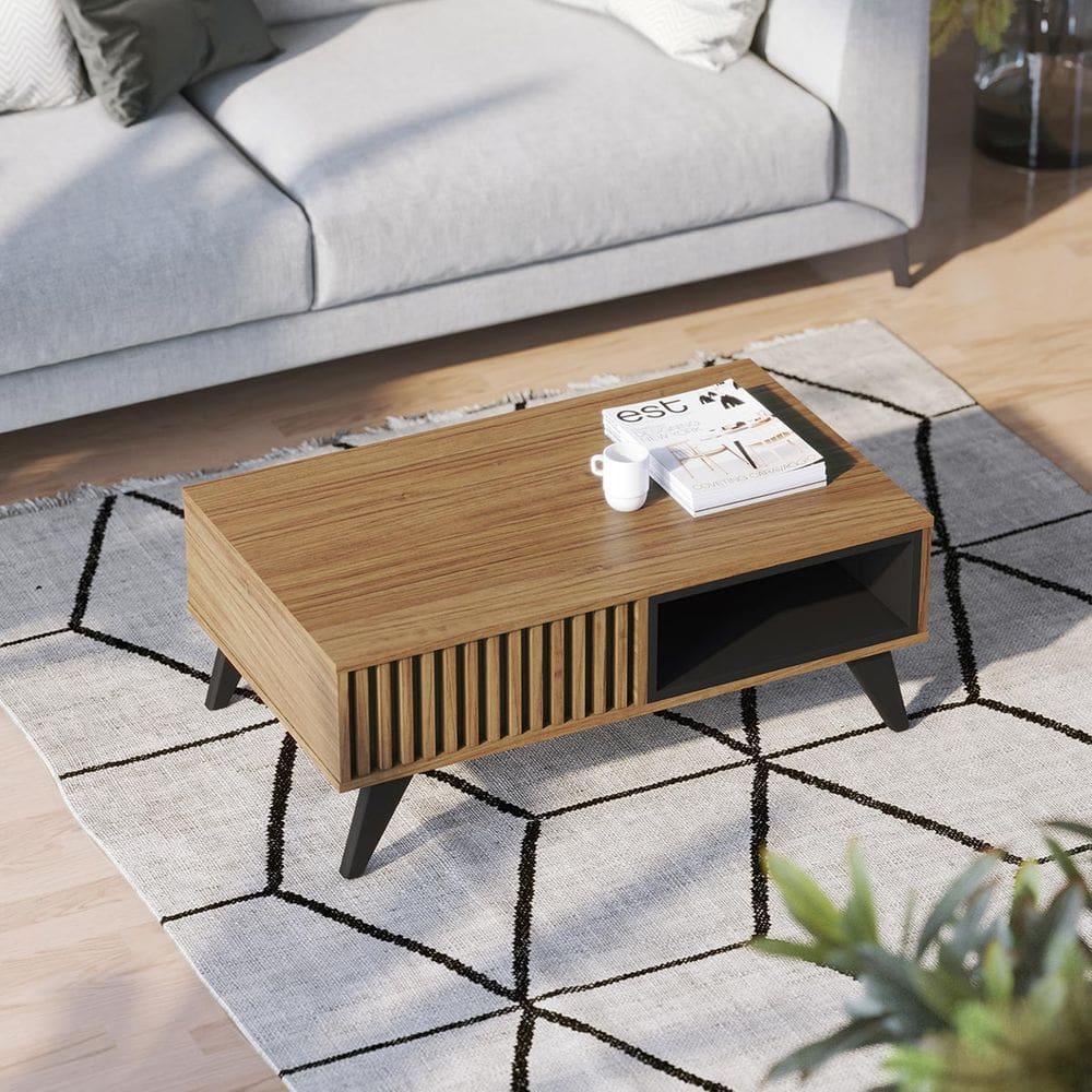 Mesa De Centro Ripado 90x35cm Jeri Colibri