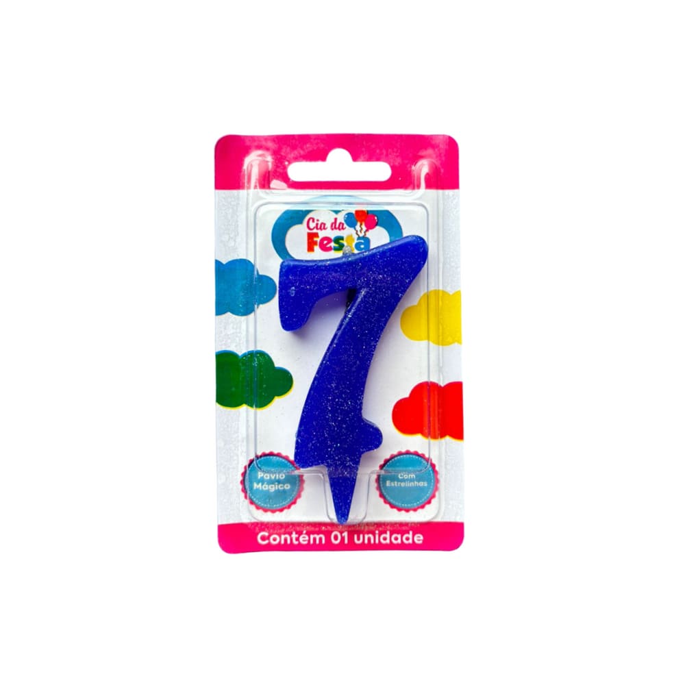 Vela Premium Azul N 7 Cia Da Festa