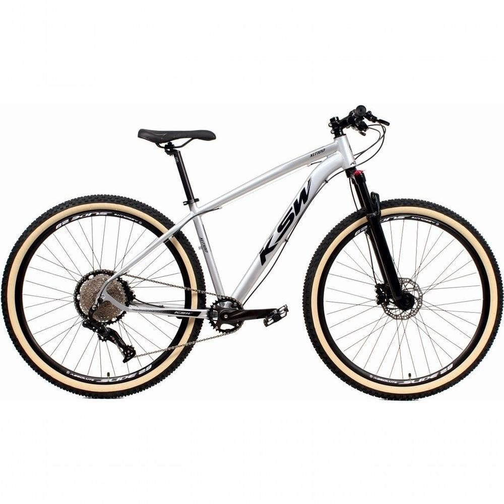 Bicicleta 29 Ksw Xlt 12v Freios Hidráulicos 1x12v Trava No Ombro Pneu Bege - Prata Tam.19