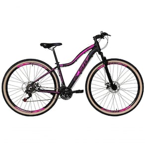 Bicicleta Feminina Aro 29 Ksw Mwza 24v Freio Disco Garfo Suspensão Mtb 29 Alumínio Pneu Faixa Bege - Preto-rosa Tam.15