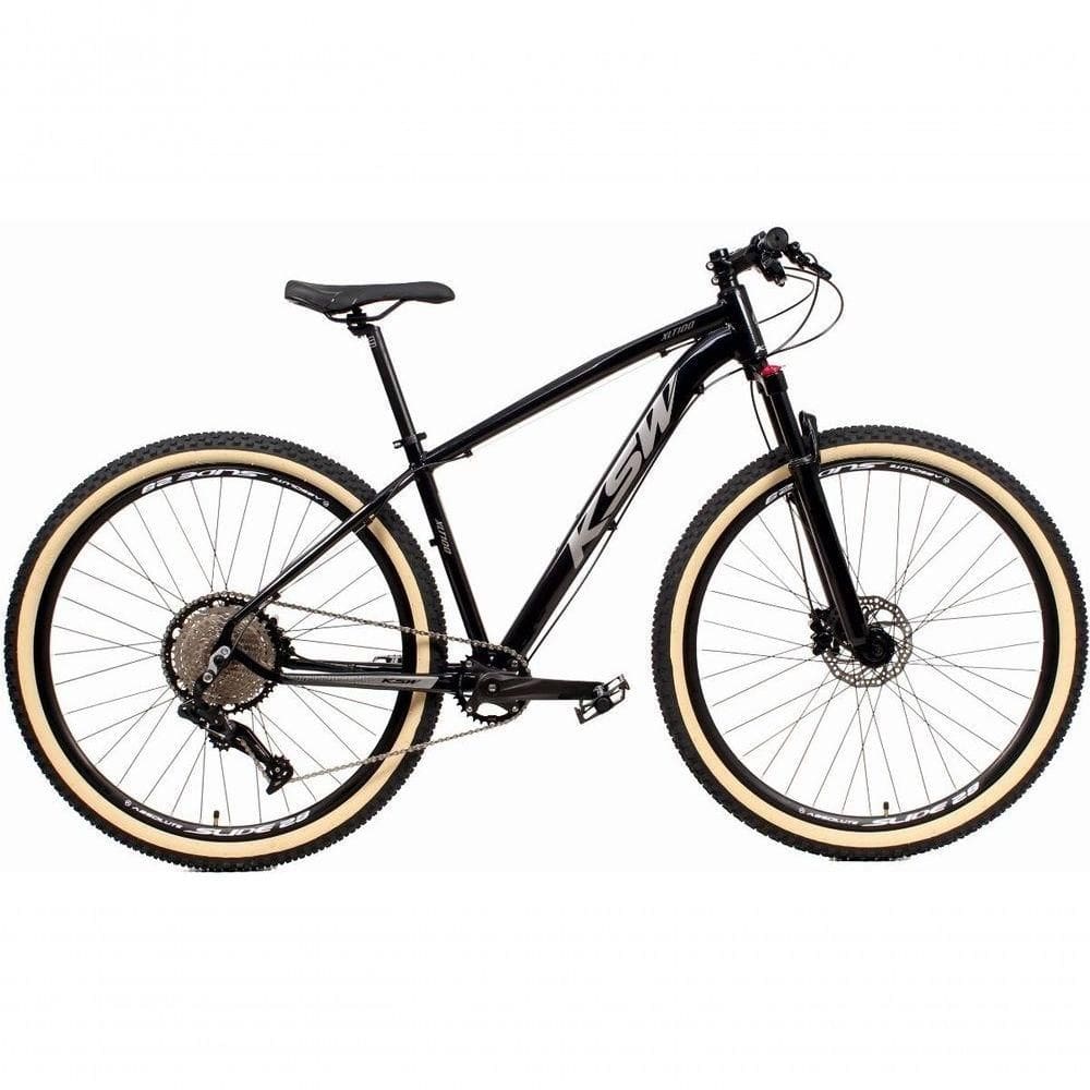 Bicicleta 29 Ksw Xlt 12v Freios Hidráulicos 1x12v Trava No Ombro Pneu Bege - Preto-prata Tam.21