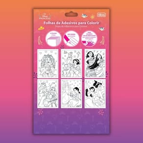Folhas de Adesivos para Colorir Tilibra Disney Princesas