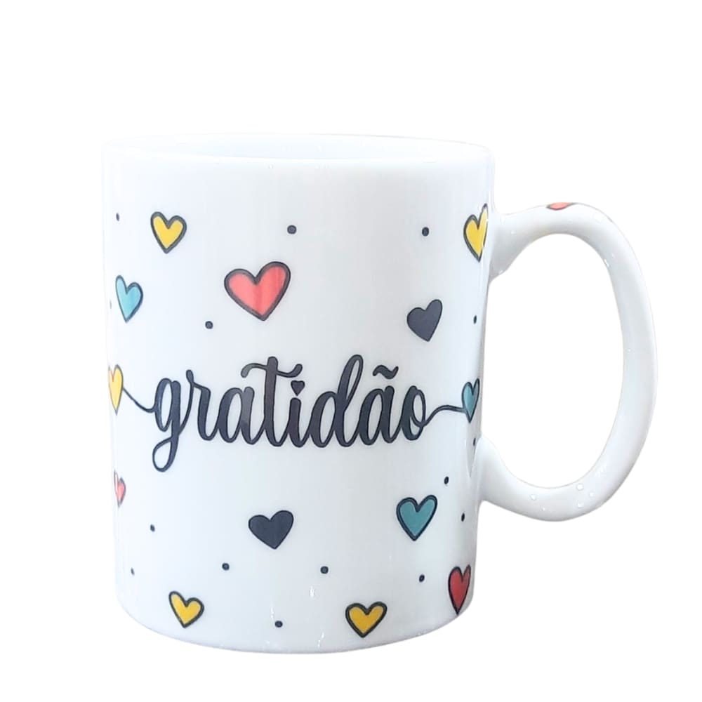 kit 20 Canecas 300ml - GRATIDÃO - Porcelana Decorada