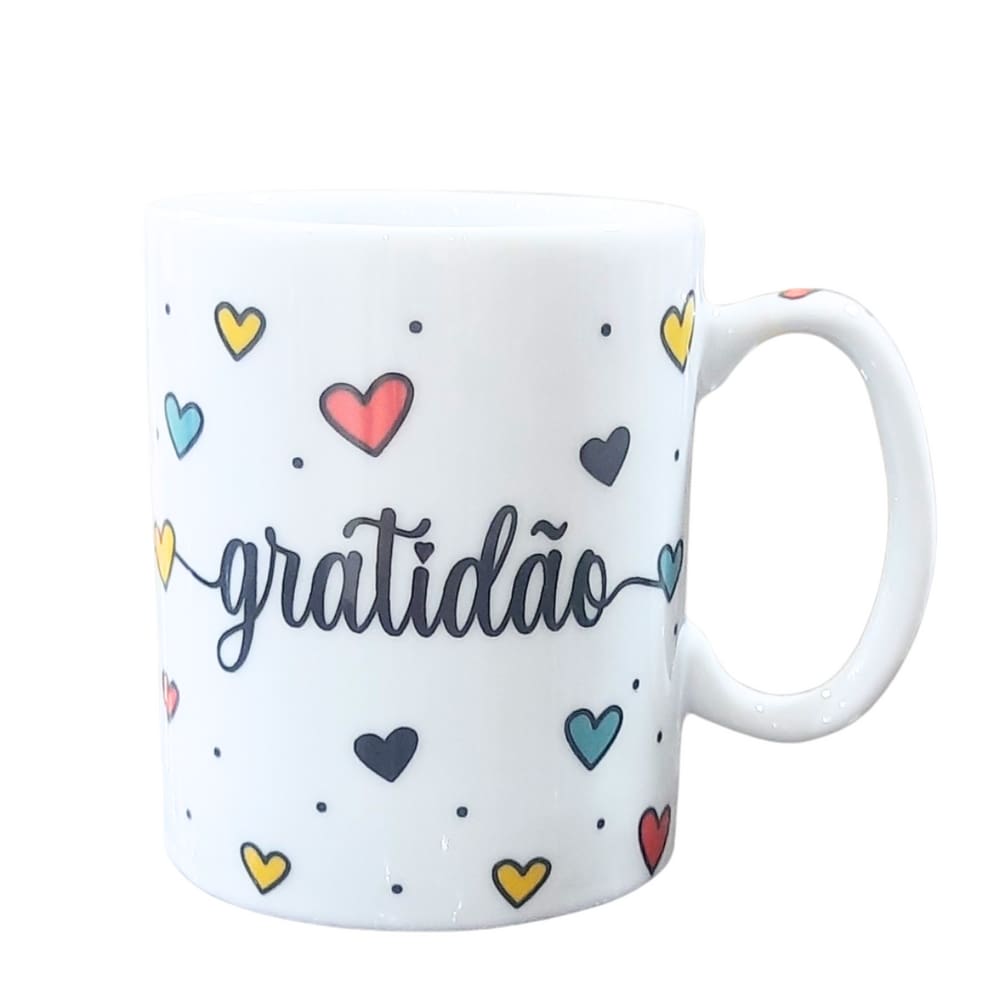 kit 15 Canecas 300ml - GRATIDÃO - Porcelana Decorada