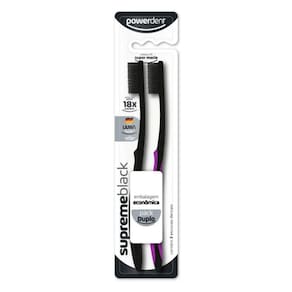 Escova de Dente Powerdent Supremeblack Super Macia com 2 Unidades