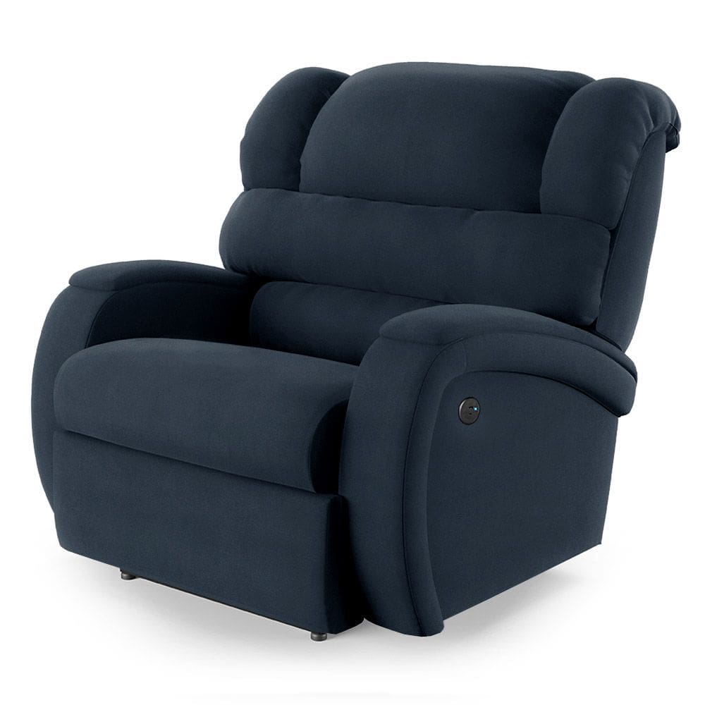 Poltrona do Papai Reclinável Napoli Power Elétrica USB Veludo Azul FH1 - D`Rossi