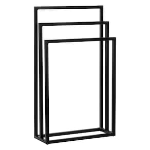 Porta Toalha Para 3 Toalhas Eleganza 50 Cm Metal Preto