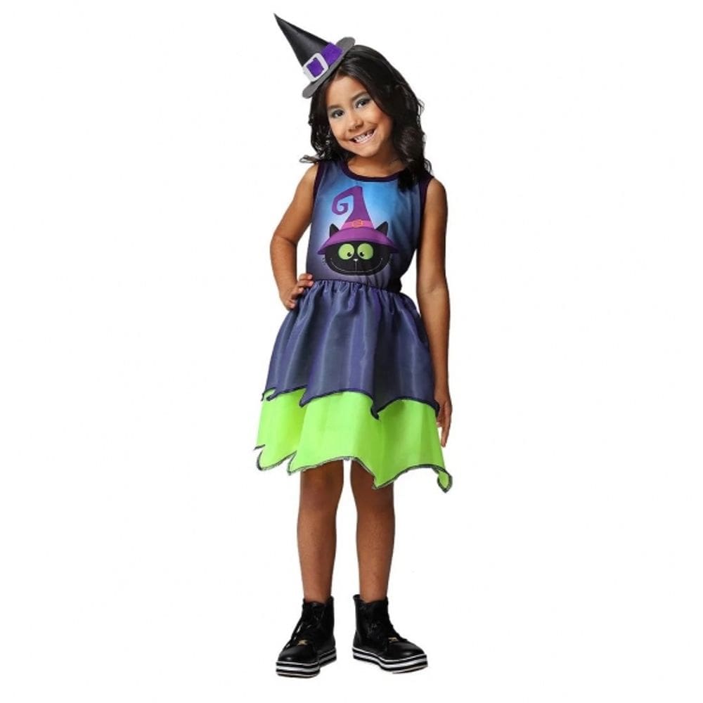 Fantasia Infantil Bruxa Gatinho Roxo Felícia