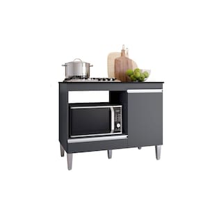 Balcão Cooktop Carla Cinza C/Tampo - AJL Móveis