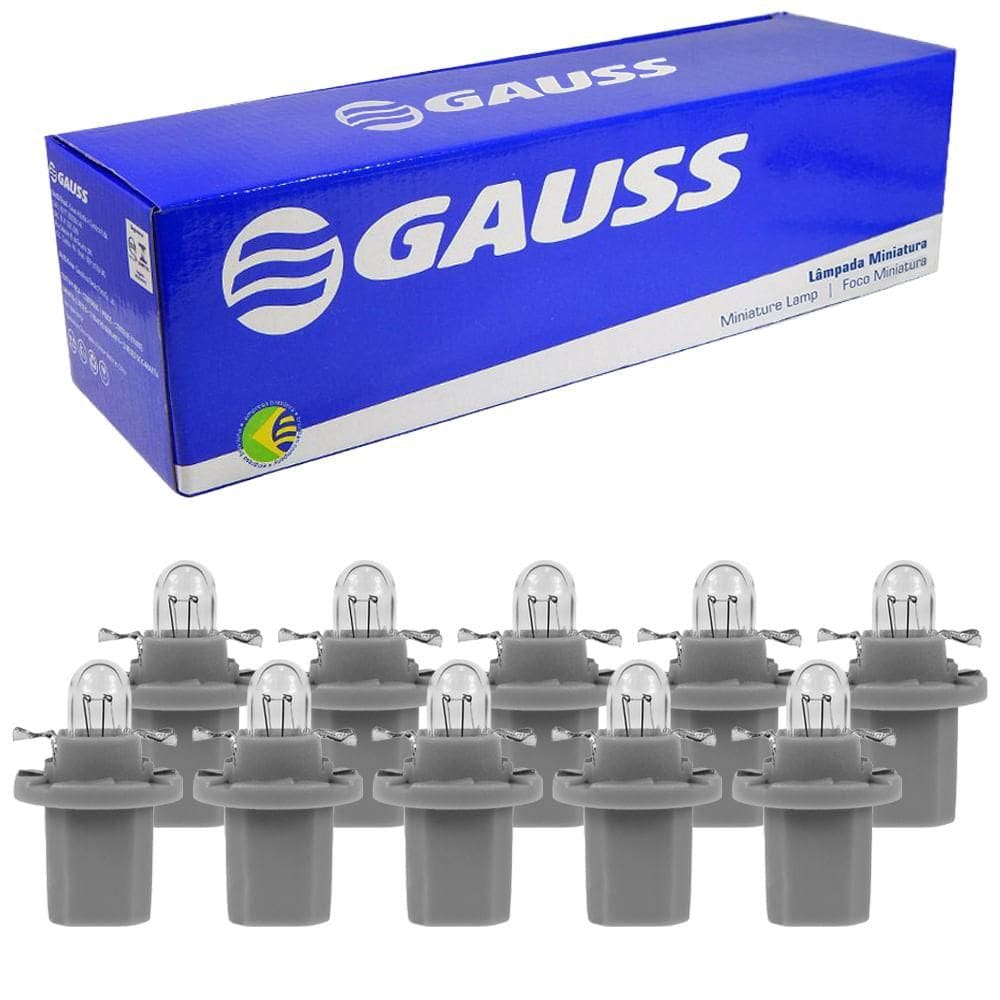 10 Lâmpada Gauss Miniatura Incolor B8.5d 24V 1.2W GL2741MF