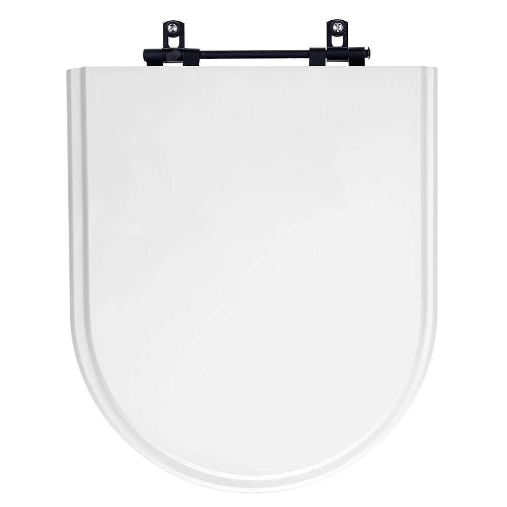 Tampa de Vaso Poliester Carrara Preto (ebano) para vaso Deca com Ferragem Preta