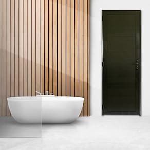 Porta Lambril com Maçaneta e Fechadura de Banheiro Linha Veneza 210 X 90 Lado Direito Preto