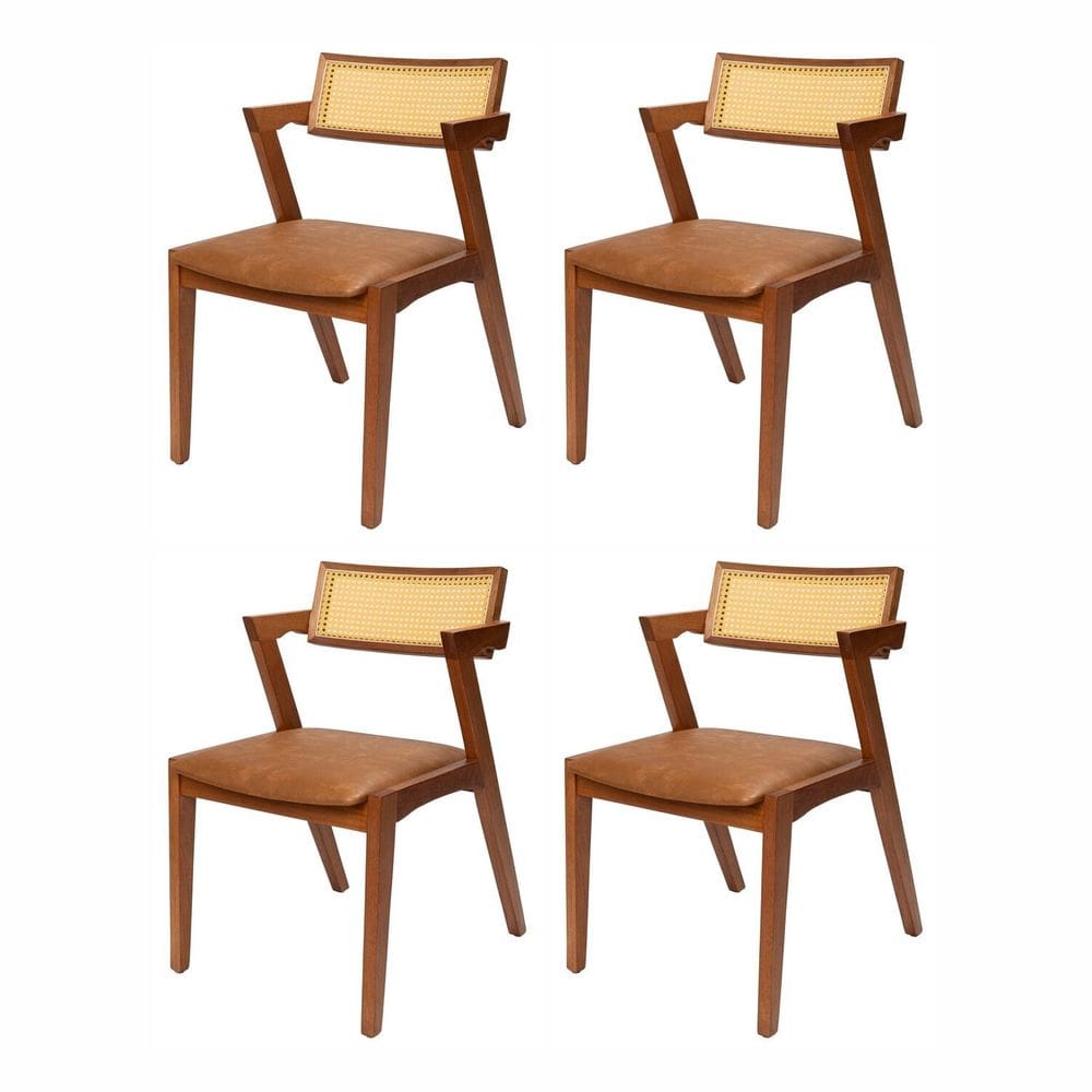 Kit 4 Cadeiras de Madeira Maciça com Assento Estofado Zahara Living Outdoor Espresso Móveis Imbuia