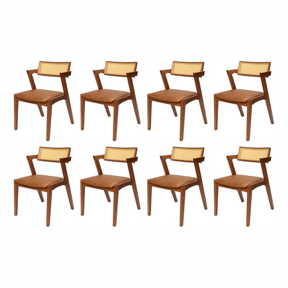 Kit 8 Cadeiras de Madeira Maciça com Assento Estofado Zahara Living Outdoor Espresso Móveis Imbuia