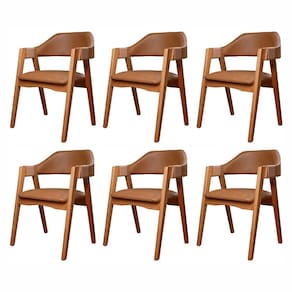 Kit 6 Cadeiras De Madeira 100% Maciça, Estofada E Braço Com Corda Náutica Bélgica Living Outdoor Espresso Móveis Imbuia