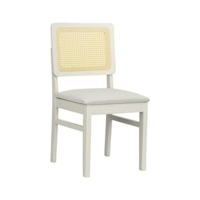 Cadeira Lyon Madeira Maciça Encosto Telinha Natural Assento Estofado Sintético Off White/Bege