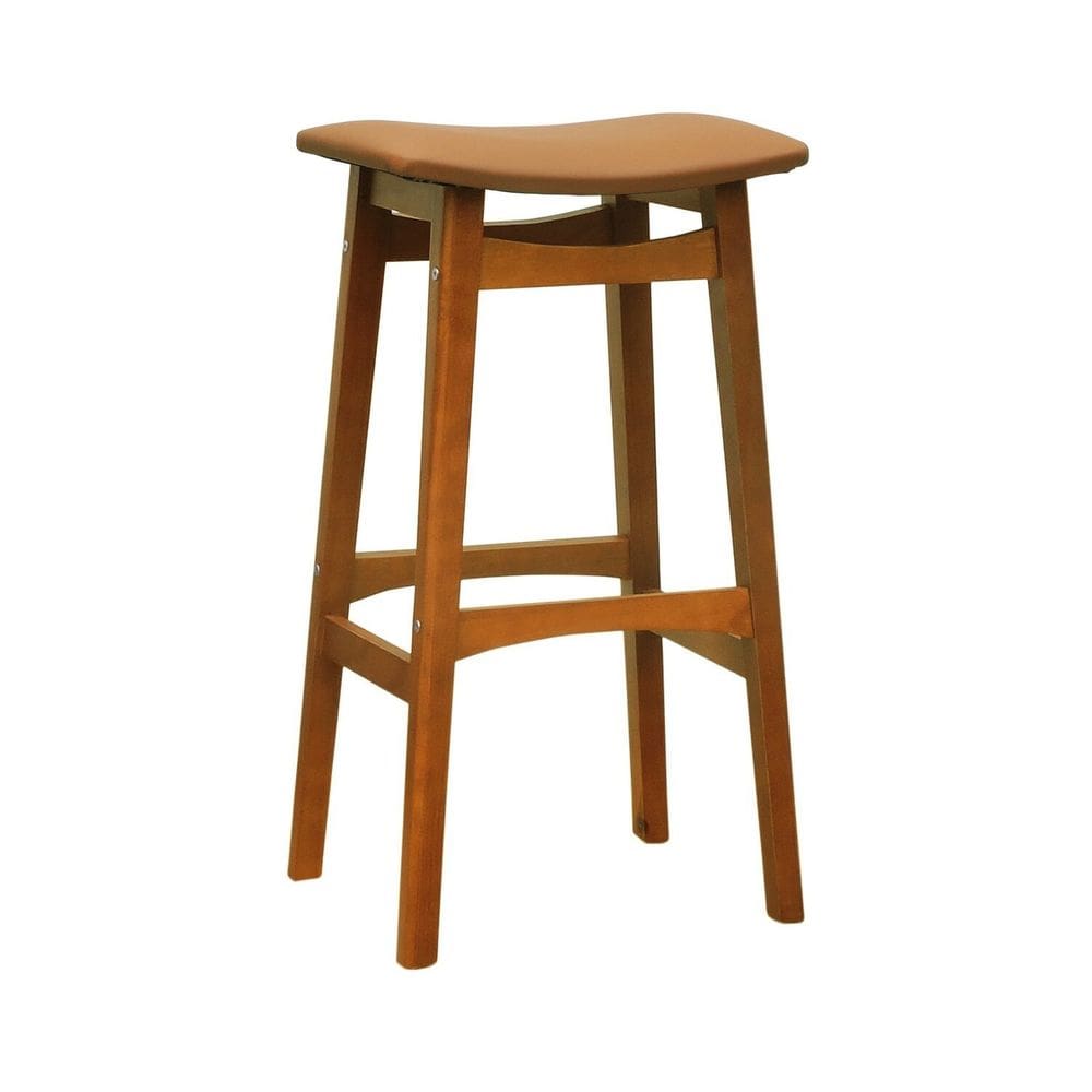 Banco Alto Confort Madeira Maciça Assento Anatômico Estofado Sintético Amêndoa/Caramelo