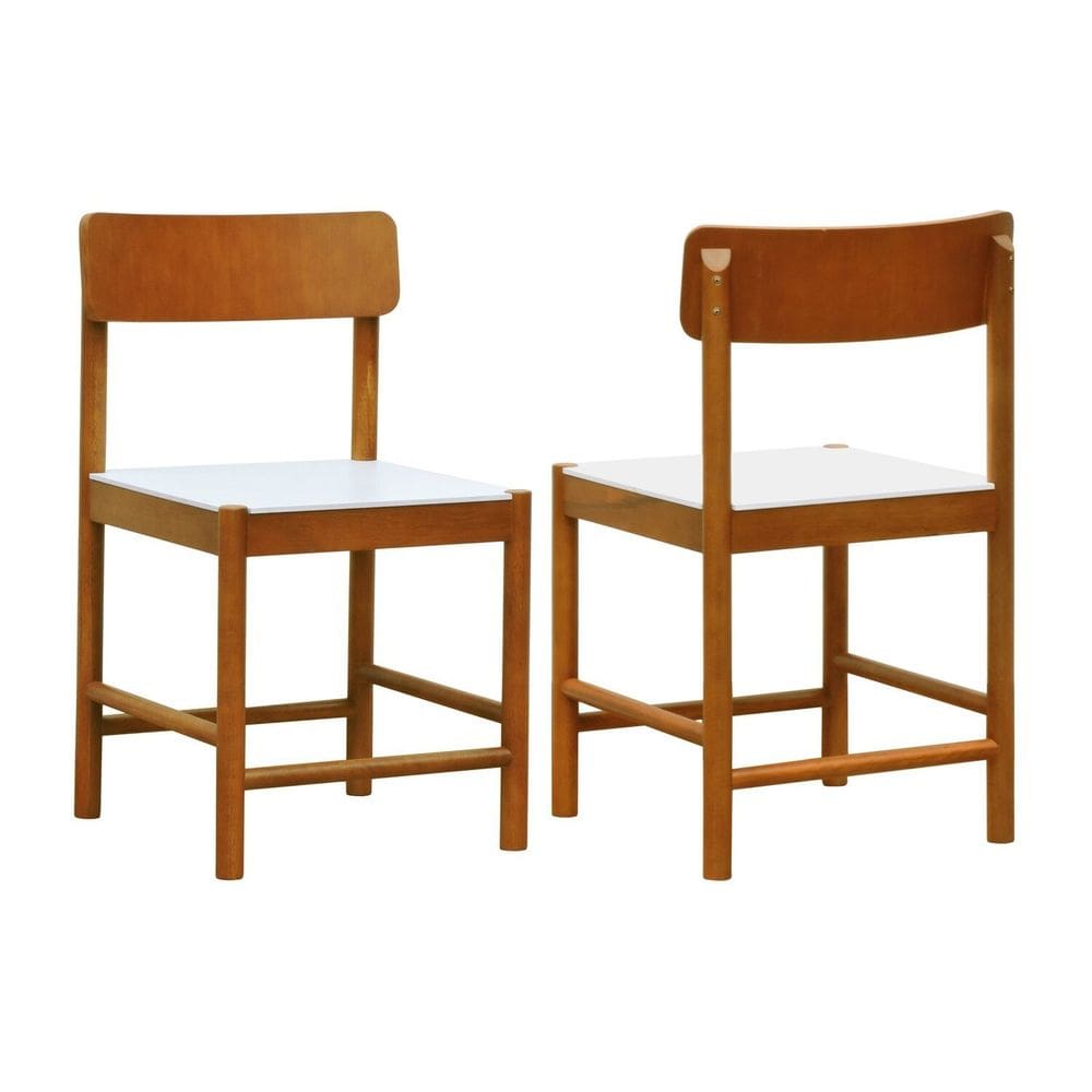 Kit 2 Cadeiras Amber Madeira Maciça Assento Mdf Bp AMÊNDOA /BRANCO