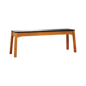 Banco 2 Lugares Áustria Madeira Maciça Assento Mdf Laqueado Amêndoa/Preto