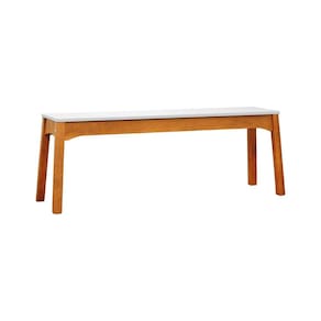 Banco 2 Lugares Áustria Madeira Maciça Assento Mdf Laqueado Amêndoa/Branco