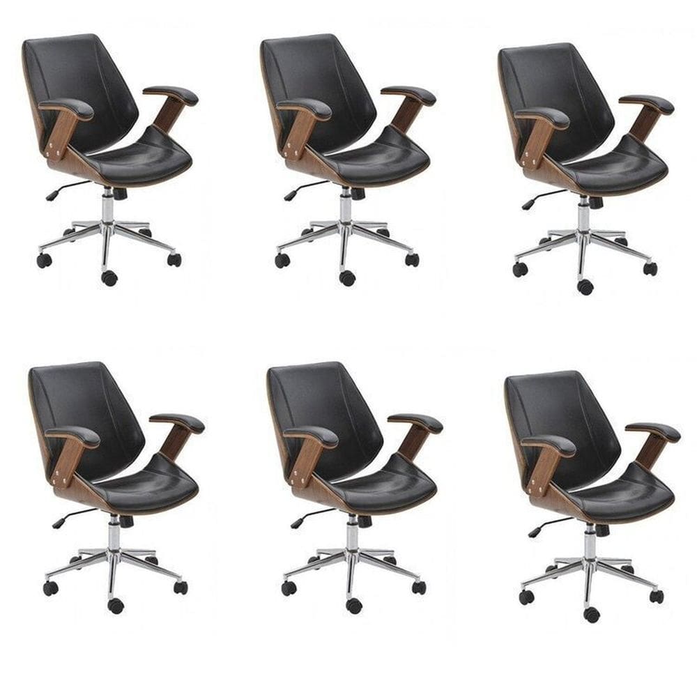 Kit 6 Cadeiras de Escritório Diretor Giratória Office Lisboa Preto