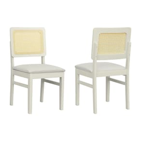 Kit 2 Cadeiras Lyon Madeira Maciça Encosto Telinha Assento Estofado Sintético Off White/Bege