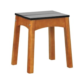 Banco Médio Áustria Madeira Maciça Assento Mdf Laqueado Amêndoa/Preto
