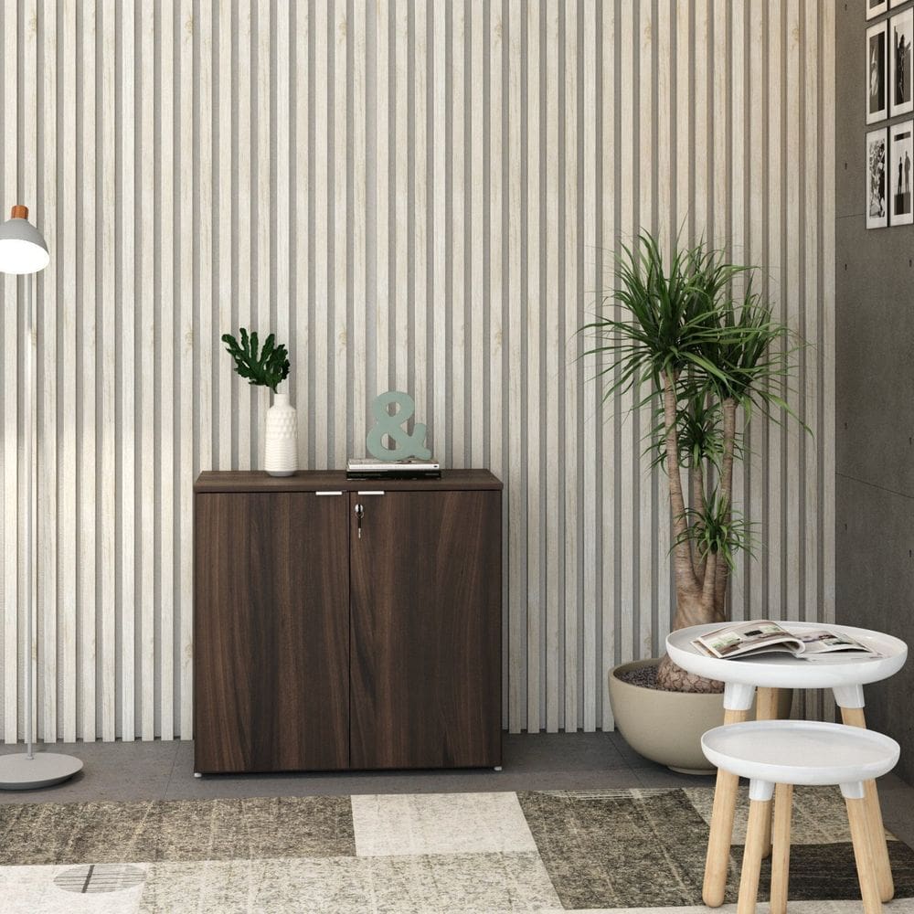 Armário Baixo com 2 Portas 75x80x42cm Nogal /Branco