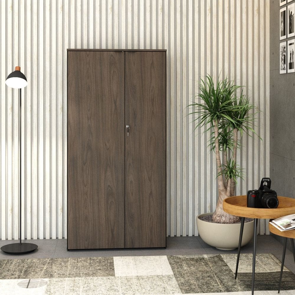 Armário Alto Fechado com 2 Portas 161,5cm x 80cm x 42cm Preto/Terracota