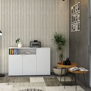 Armário Aparador com 3 Portas e Nicho 89,5cm x 135cm x 42cm Branco
