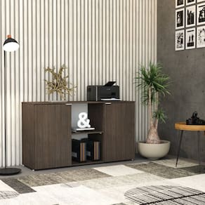 Armário Baixo com 2 Portas e Nicho 75cm x 135cm x 42cm Terracota / Branco