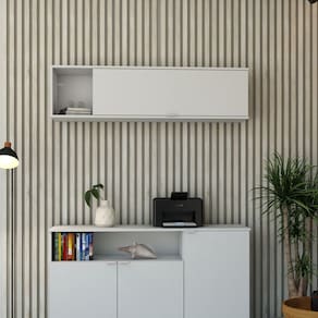 Armário Aéreo com Nicho e Porta Basculante 35x135x35cm Branco