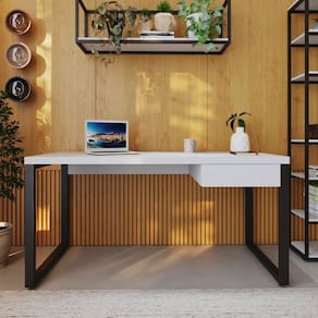Escrivaninha Yon Diretor com 1 Gaveta 150x70x75 Branco/Preto