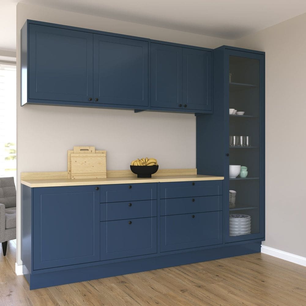 Cozinha Compacta 5 Peças 6 Portas 6 Gavetas Sevilha Azul/Carvalho